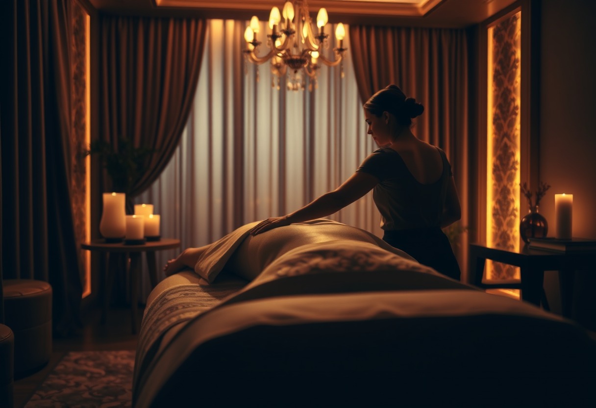 Sensual touch of erotic tantric massage